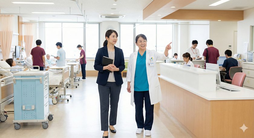 見学している看護師