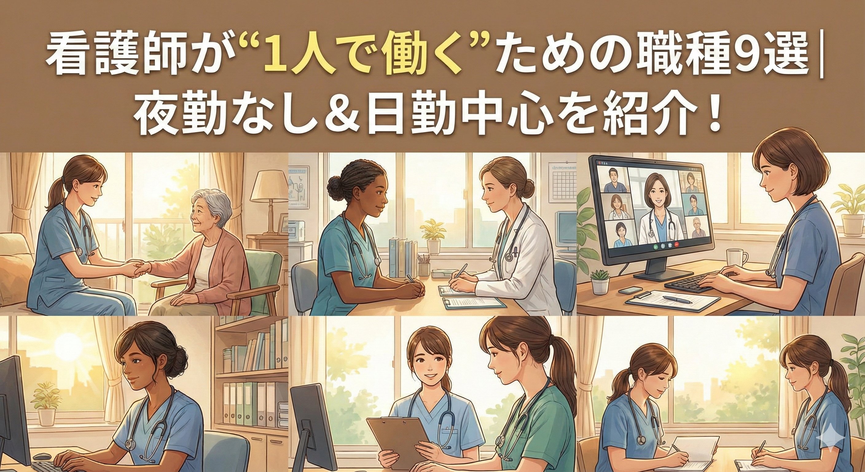 看護師が“1人で働く”ための職種9選|夜勤なし&日勤中心を紹介!