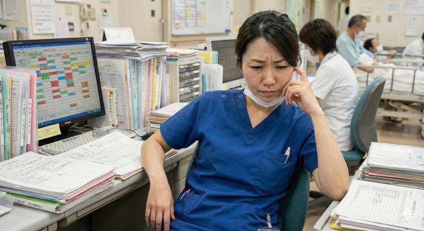 看護師が転職を真剣に悩んでいる様子