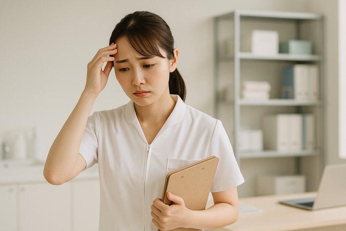 疲れた看護師の瞬間