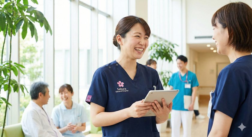 元気に働いてル看護師