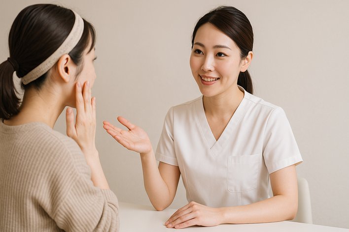 カウンセリングしている美容看護師